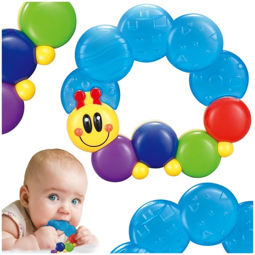Vodné senzorické hryzátko s hrkálkou pre montessori logopedické bábätká