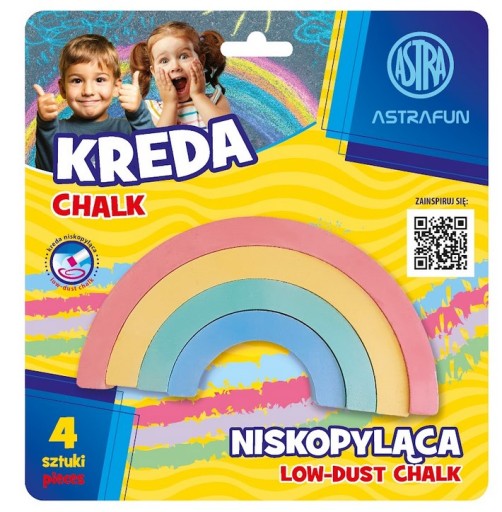 ASTRA FUN RAINBOW CHALK 4 FARBY S NÍZKOU PRAŠNOSŤOU