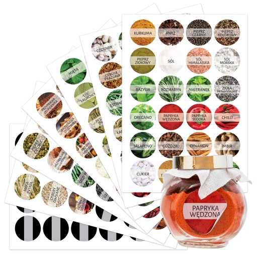 NÁLEPKY Etikety na nádobky SPICES 168 ks v 7