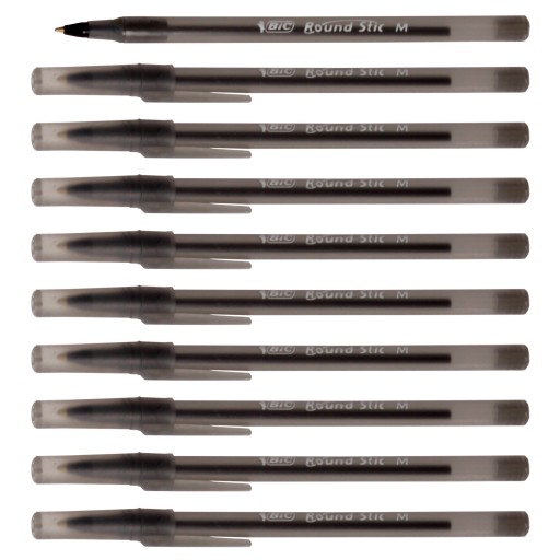 Black BIC Round Stic Classic guľôčkové pero - 10 ks.
