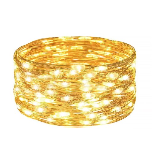 DRÔTOVÉ LAMPY 10LED TEPLÉ BIELE MIRKO STRUNOVÉ SVIETIDLÁ SVETLO NA BATÉRIU