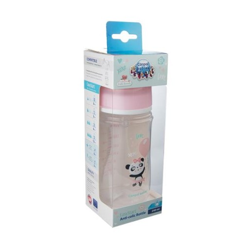 CANPOL Antikoliková fľaša široká 240 ml 35/221 ružová