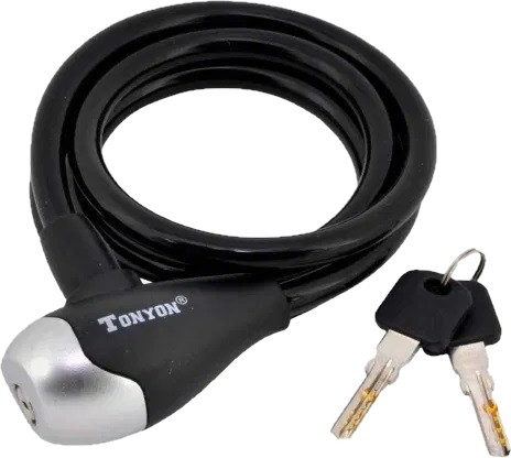 ZÁMOK BIKE LOCK 1200x10 MM TONYON KÁBLOVÝ KĽÚČ ČIERNA