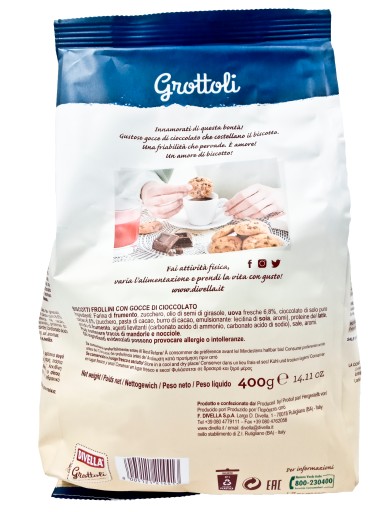GROTTOLI sušienky 400g s ČOKOLÁDOVÝMI KÚSKAMI