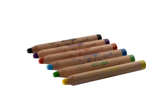 PRVÉ DREVENÉ pastelky, HRUBÉ JUMBO, 6 FARIEB, orezávatko