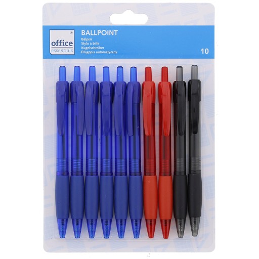 Viacfarebné zasúvacie perá Office Essentials, 10 kusov
