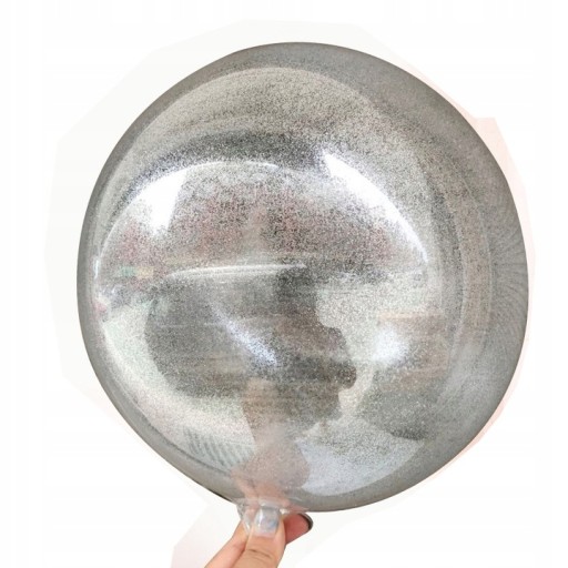 Balónik CRYSTAL guľôčka s trblietkami XXL strieborná