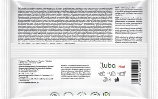 LUBA Toaletný papier pre ľudí s hemoroidmi 50 ks