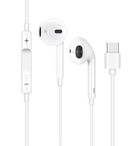 BIELE SLÚCHADLÁ DO UŠÍ USB-C USB TYP C