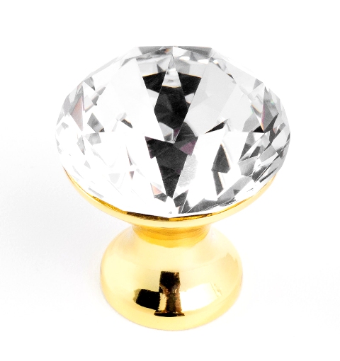 KĽÚČKA NA NÁBYTOK ZLATÁ KĽUČKA CRYSTAL FI30 KRÁSNY DIAMANT