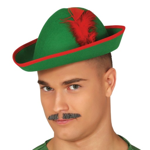 ROBIN HOOD ZELENÝ PLSTENÝ KLOBÚK S PIERKOM