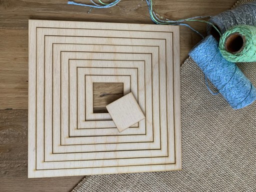 Obruč macrame, štvorcová, základňa macrame, 20-6 cm.