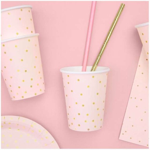 PAPIEROVÝ hrnček DOTS ružový a svetlý 260ml 6 ks