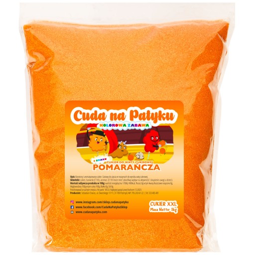 Farebný cukor na cukrovú vatu do stroja s príchuťou Šmak ORANŽOVÁ 1 KG