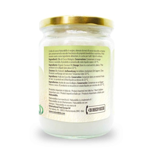 NaturaleBio Olio Di Cocco Nerafinovaný biologický kokosový olej Srí Lanka