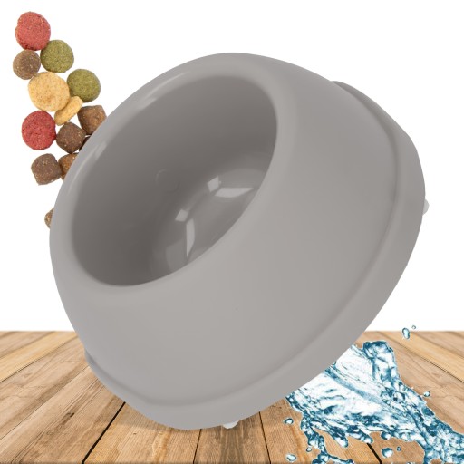 Plastová miska pre psov a mačky XS, 0,25L, šedá, priem 15 cm,