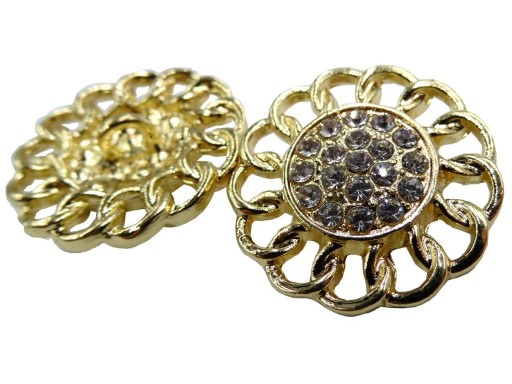 24mm Ozdobné gombíky 1ks ZLATÉ zirkóny SILVER OZ13A 17249