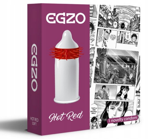 Egzo Hot Red kondóm s cvočkami, 1 kus