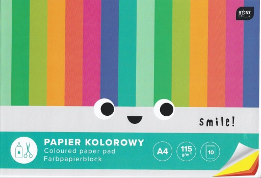 Vystrihnutý farebný papier A4 10 listov