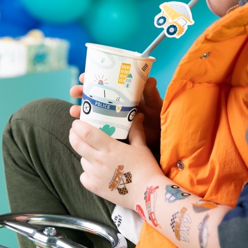 Papierové slamky KONŠTRUKCIA AUTO RÝPADLO autá VOZIDLÁ narodeninové tuby 6