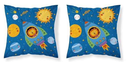 Obliečka na vankúšik Jasiek 40x40 bavlna pre deti do postieľky vesmírna raketa