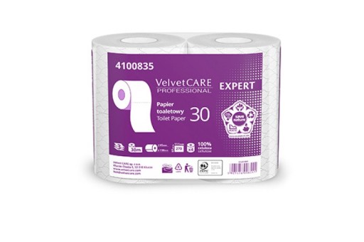 Toaletný papier VELVET Expert 3-vrstvový 100% celulózový NAJDLHŠIE rolky