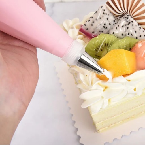 CUKROVINSKÝ NÁVOD SILIKÓNOVÉ VRECKO 2x OZDOBOVAČ NA TORTY STIERKA NA MASLÁ 466