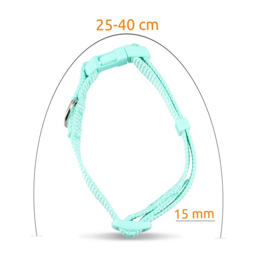 Prémiový obojok, pre psov, mint farba, S: 25–40 cm/15 mm