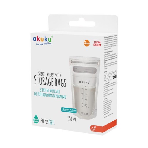 Akuku vrecká na skladovanie potravín sterilné 150ml 30ks 0011