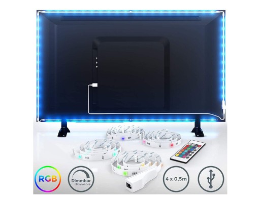 LED PÁS 10W - 2m - USB S DIAĽKOVÝM - PODSVIETENÍM TV