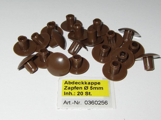 ZÁSTRČKY NÁBYTSKÉ FI 5 mm HNEDÁ 20 KS