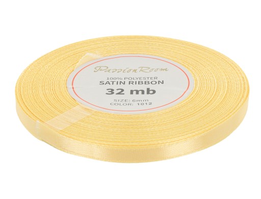 Ozdobná saténová stuha na ozdobu, 6mm, 32mb, pastelovo žltá