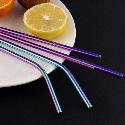 10x KOVOVÉ SLAMKY RAINBOW ECO OPÄTOVNE POUŽITEĽNÉ