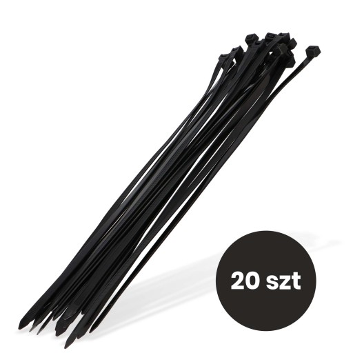 20x sťahovacie pásky Káblové pásky Zipsy 8,8 x 400 mm Silné UV sťahovacie pásky