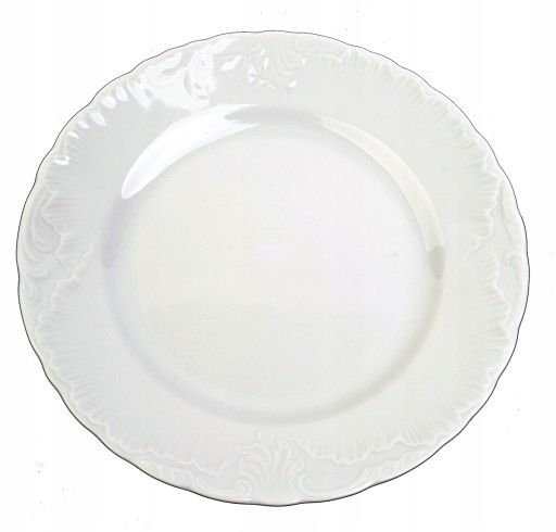 Rococo Ćmielów porcelánový biely tanier, taniere, 25 cm, 1 akost.