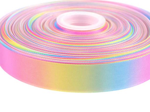 TIEŇOVANÁ DÚHOVÁ STUHA 25mm FARBA - 01