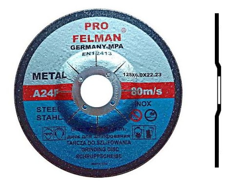 Kotúčové kotúče na brúsenie ocele, kovu, FELMAN PRO 125x6
