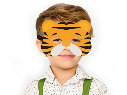 TIGROVA MASKA KOSTÝM TIGR PLSTENÝ ORANŽOVÝ