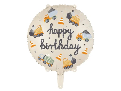 Happy Birthday fóliový balón - stavebné vozidlá 35 cm