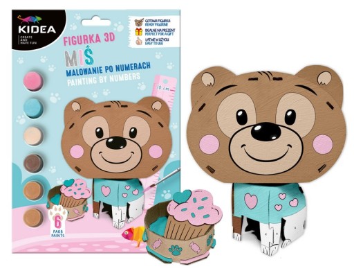 KIDEA 3D FARBA NA POSTAVY PODĽA ČÍSEL SADA FARBY BEAR