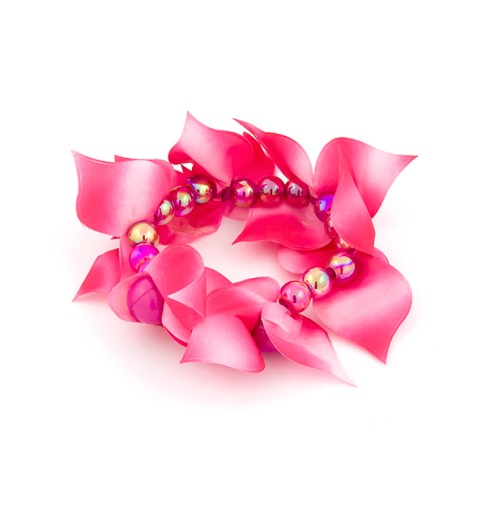 Guma scrunchies kvety tieňované perly amarant
