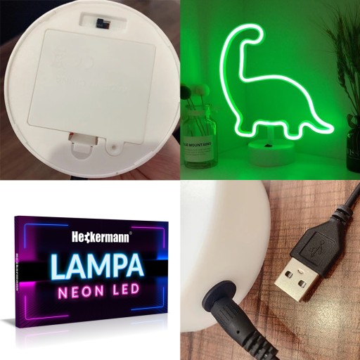 NEÓNOVÁ LED LAMPA DINOSAUR S 3xAA USB STOJANOM