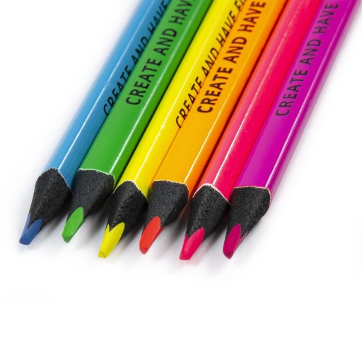 Kidea Trojuholníkové ceruzky, 6 intenzívnych neónových farieb