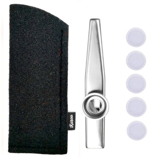 Strieborné POUZDRA KAZOO Black + MEMBRÁNA - Perfektná sada pre hudobníkov