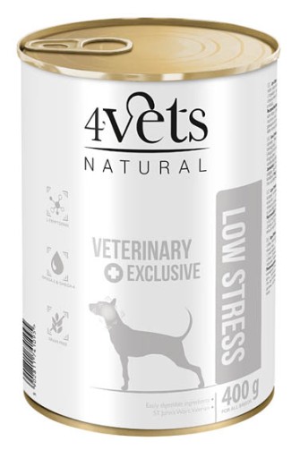 4VETS NATURAL Low Stress plechovka pre psa 400g