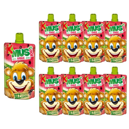Kubuś Mousse 100% jablkový vodný melón arónia 100 g 8 kusov