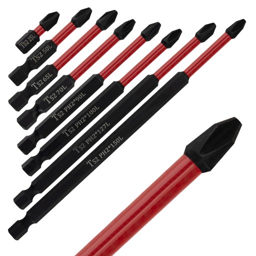 Sada magnetických bitov 8 ks. Skrutkovače XXL Long Bits Skrutkovače PH2