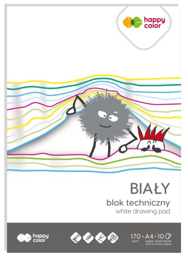 Biely technický blok A4 170g 10 listov Happy Color
