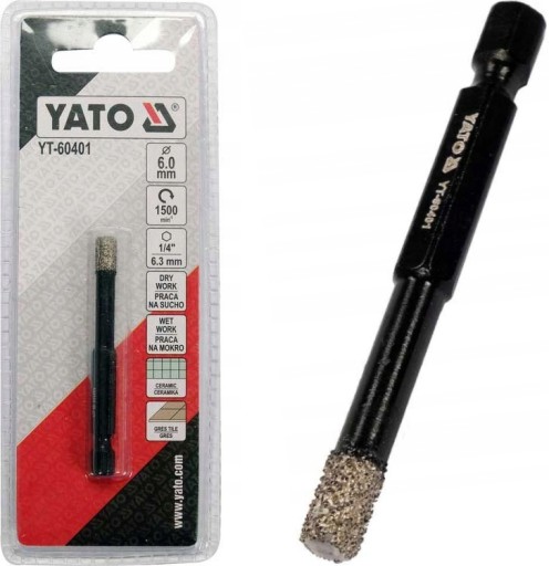DIAMANTOVÝ VRTÁK YATO VŔTAČKA NA keramiku KERAMICKÝ ŠESTIHRANNÝ 6mm