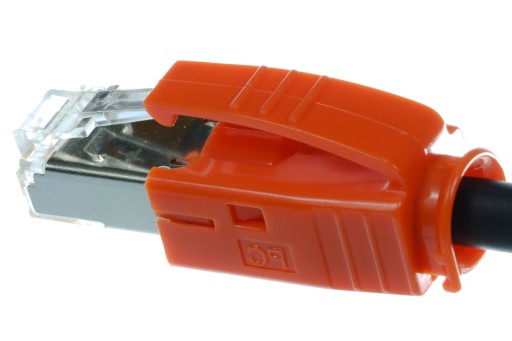 Zástrčka s krytom RJ45 6 6A FTP oranžová Telegartner